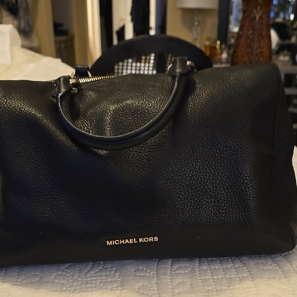 Michael Kors Black Pebbled Leather Satchel